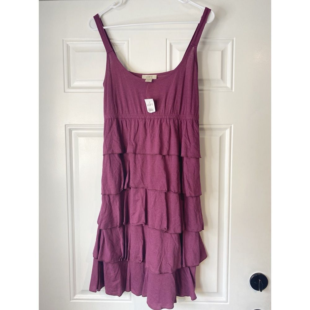 NWT New Loft Purple Ruffle Tiered Dress Size XS